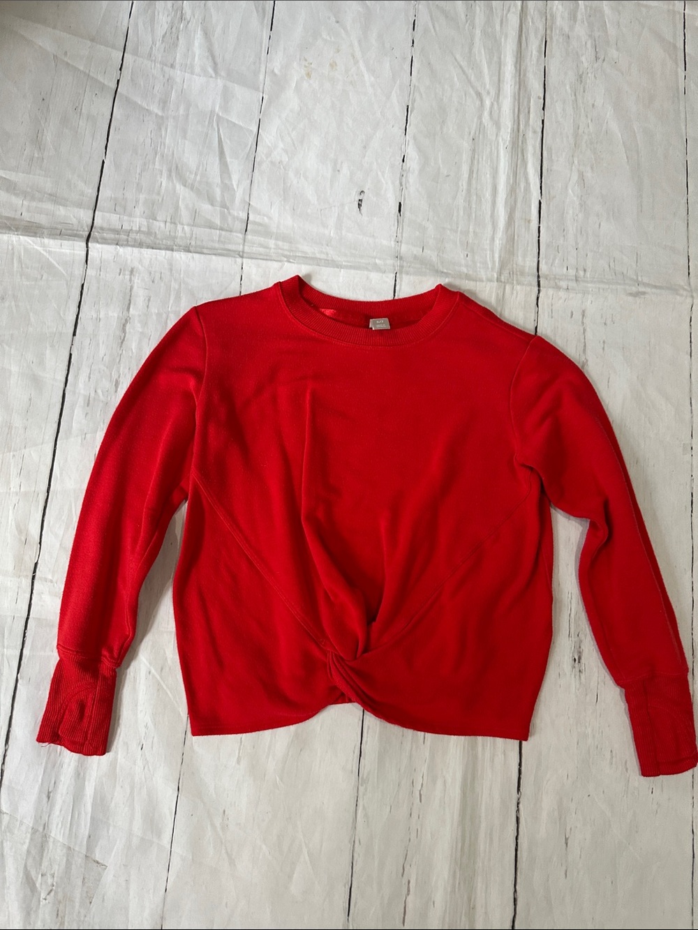 Athleta Gurl Red Twist-Front Kids Pullover Sweatshirt size 7